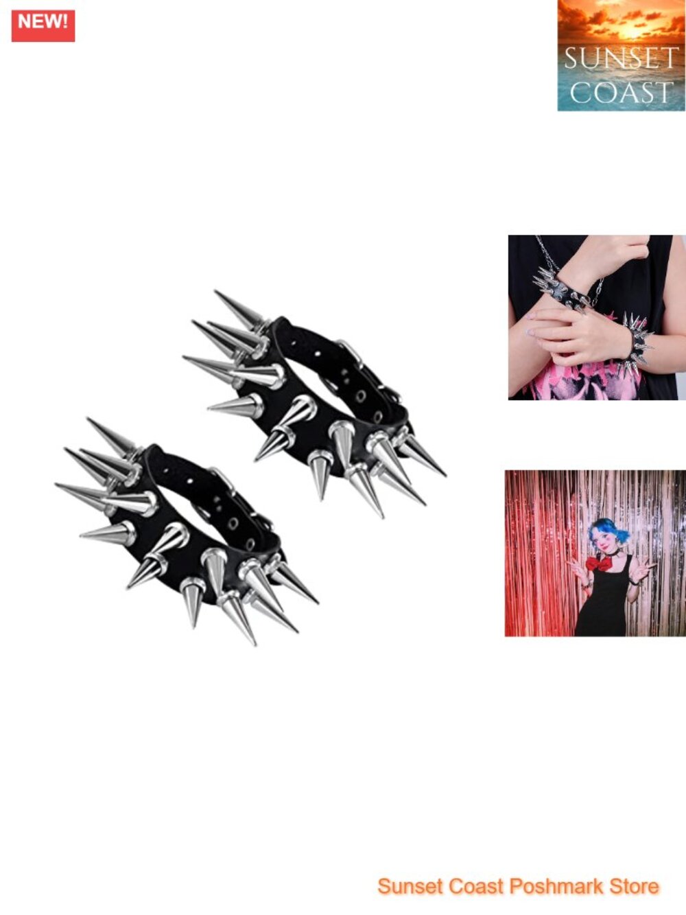 Goth Punk Faux Leather Studded Cuff Bracelet